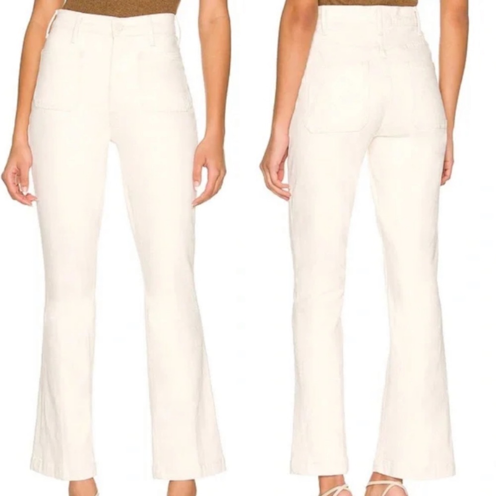 MOTHER The Hustler Patch Pocket Flood High Waisted Jeans in Act Natural Sz 28